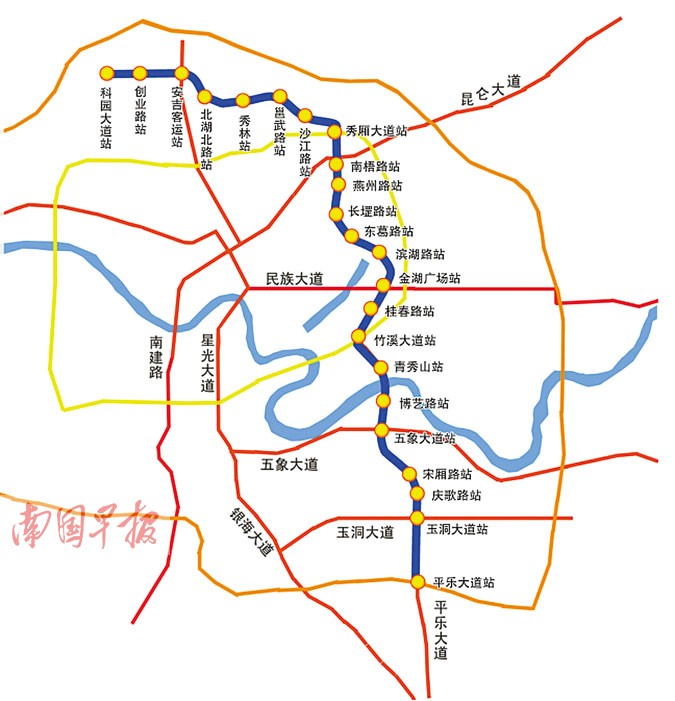 南宁地铁3号线公布23个站址 一期工程2020年完工