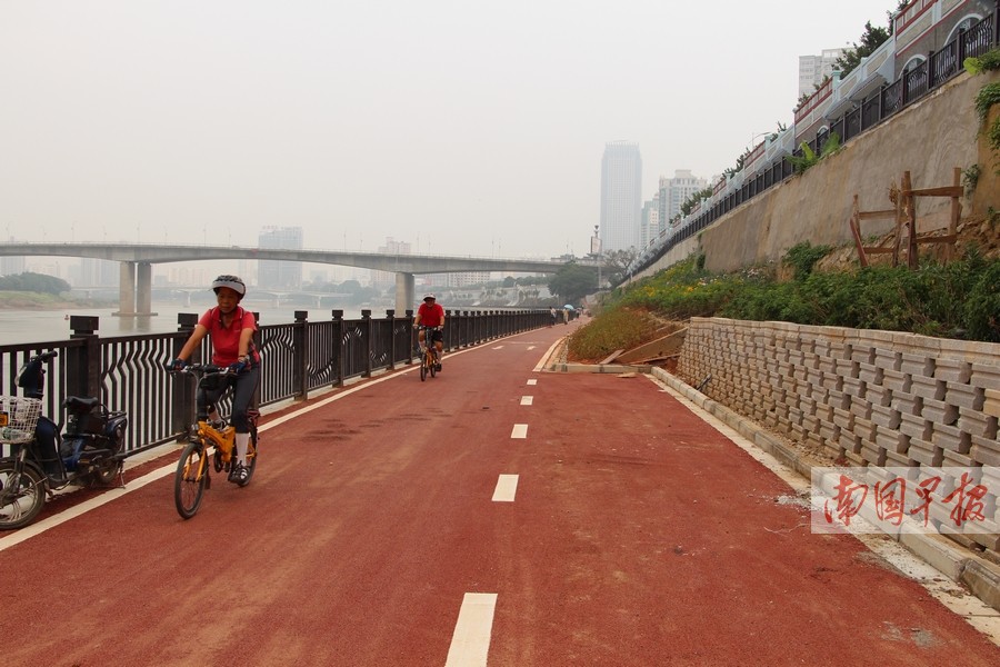 南寧邕江邊新增自行車專用道 沿途多歷史文化景觀