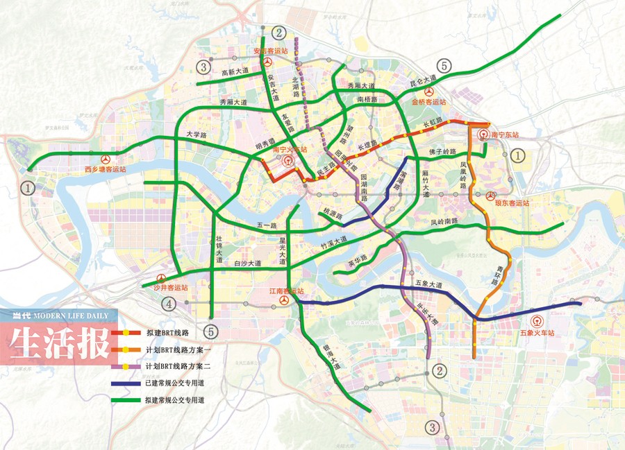 南寧實施公交專用道3年行動計劃 將新建3條BRT